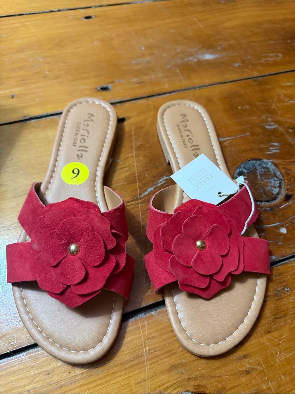Made in Italy Red Floral Slide Sandals for Women